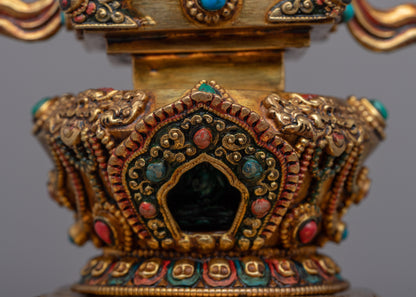 Exquisite Stupa Chorten |  24k Gold Plated Stupa