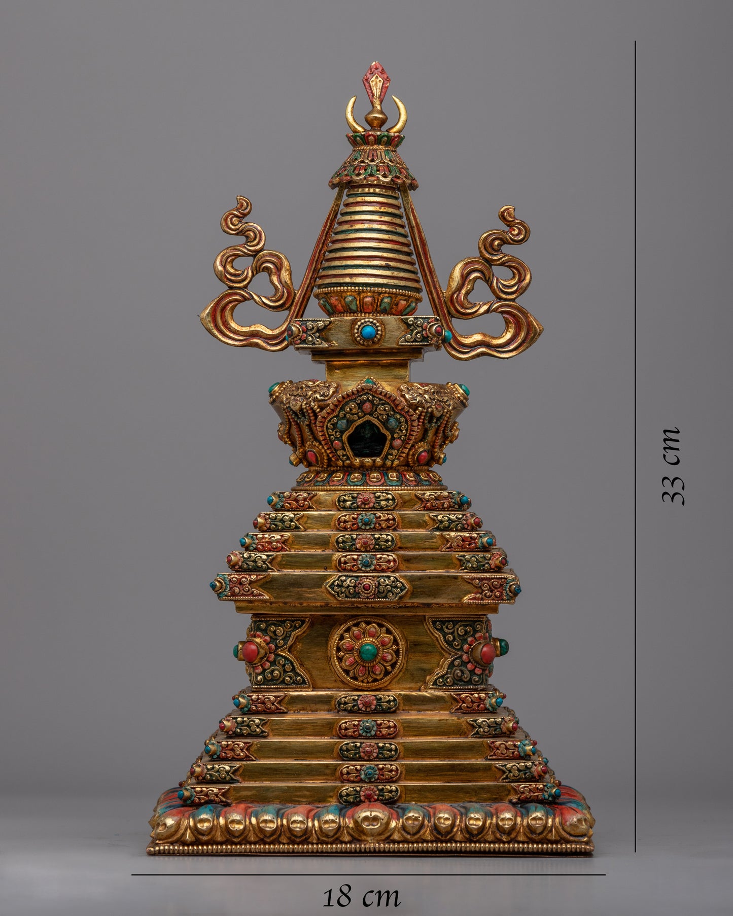 Exquisite Stupa Chorten |  24k Gold Plated Stupa