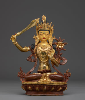 Manjushri statue with 24K Gold Gilding