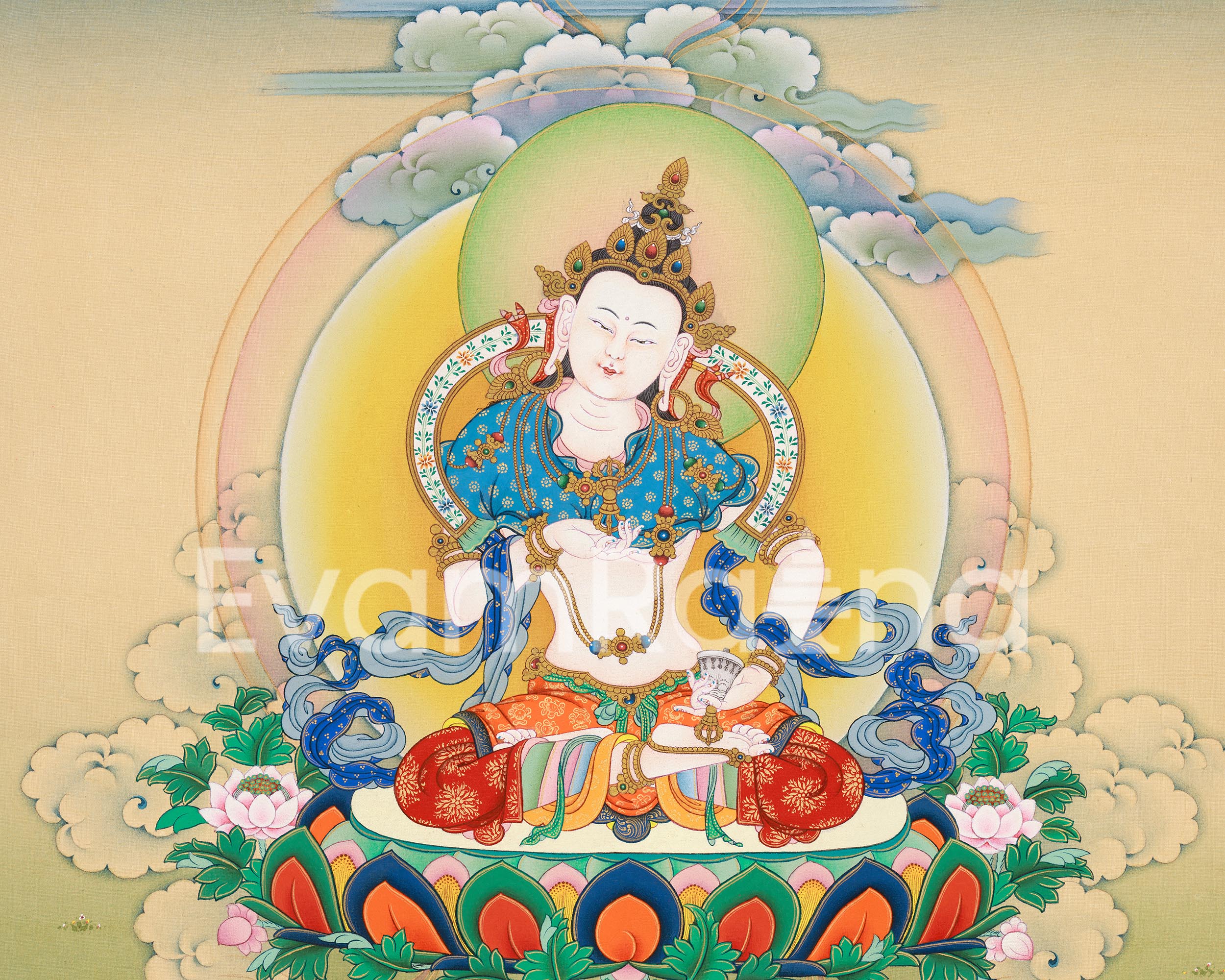 The Supreme Buddha, Vajrasattva Thangka Print | Bodhisattva of Purification