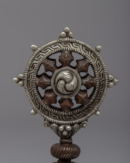 Silver Plated Dharma Wheel | Symbol of Grace and Spiritual Awakening