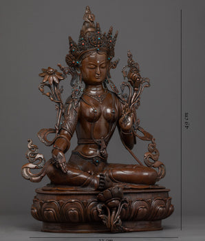 Handmade Green Tara Sculpture | Buddhist Compassion Deity
