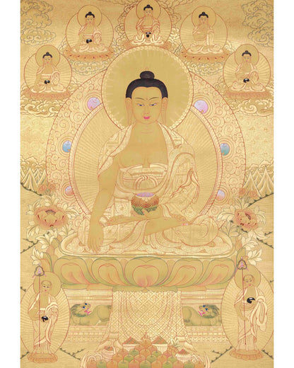 Hand-Painted Shakyamuni Buddha In Gold Style | Buddhist Thangka Painting