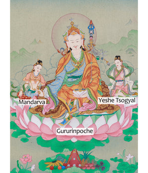 Guru Rinpoche with Mandarva and Yeshe Tsogyal | Divine Trio of Tantric Wisdom and Compassion