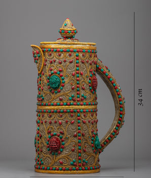 Buddhist Traditional Tea Pot | Gemstones Embedded on the Pot