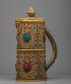 Buddhist Traditional Tea Pot | Gemstones Embedded on the Pot
