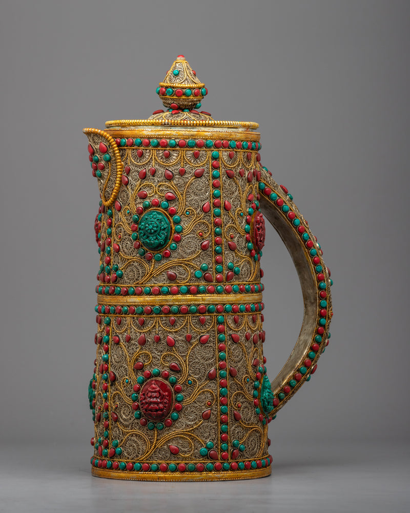 Buddhist Traditional Tea Pot | Gemstones Embedded on the Pot