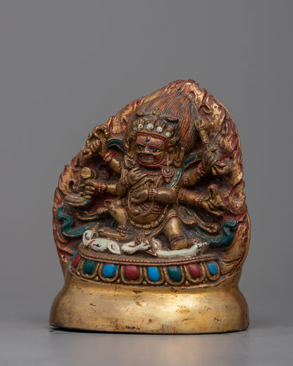 6 Armed White Mahakala Statue | Himalayan Sculpture