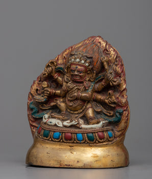 6 Armed White Mahakala Statue
