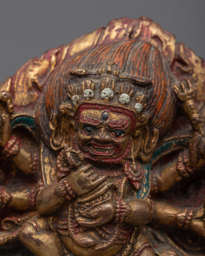 6 Armed White Mahakala Statue | Himalayan Sculpture