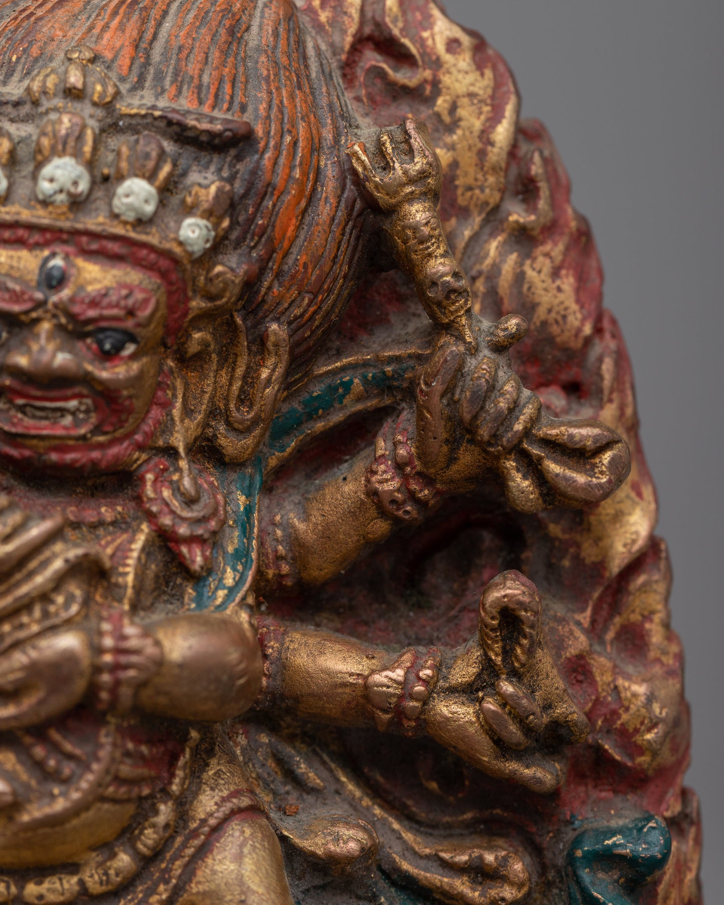 6 Armed White Mahakala Statue | Himalayan Sculpture