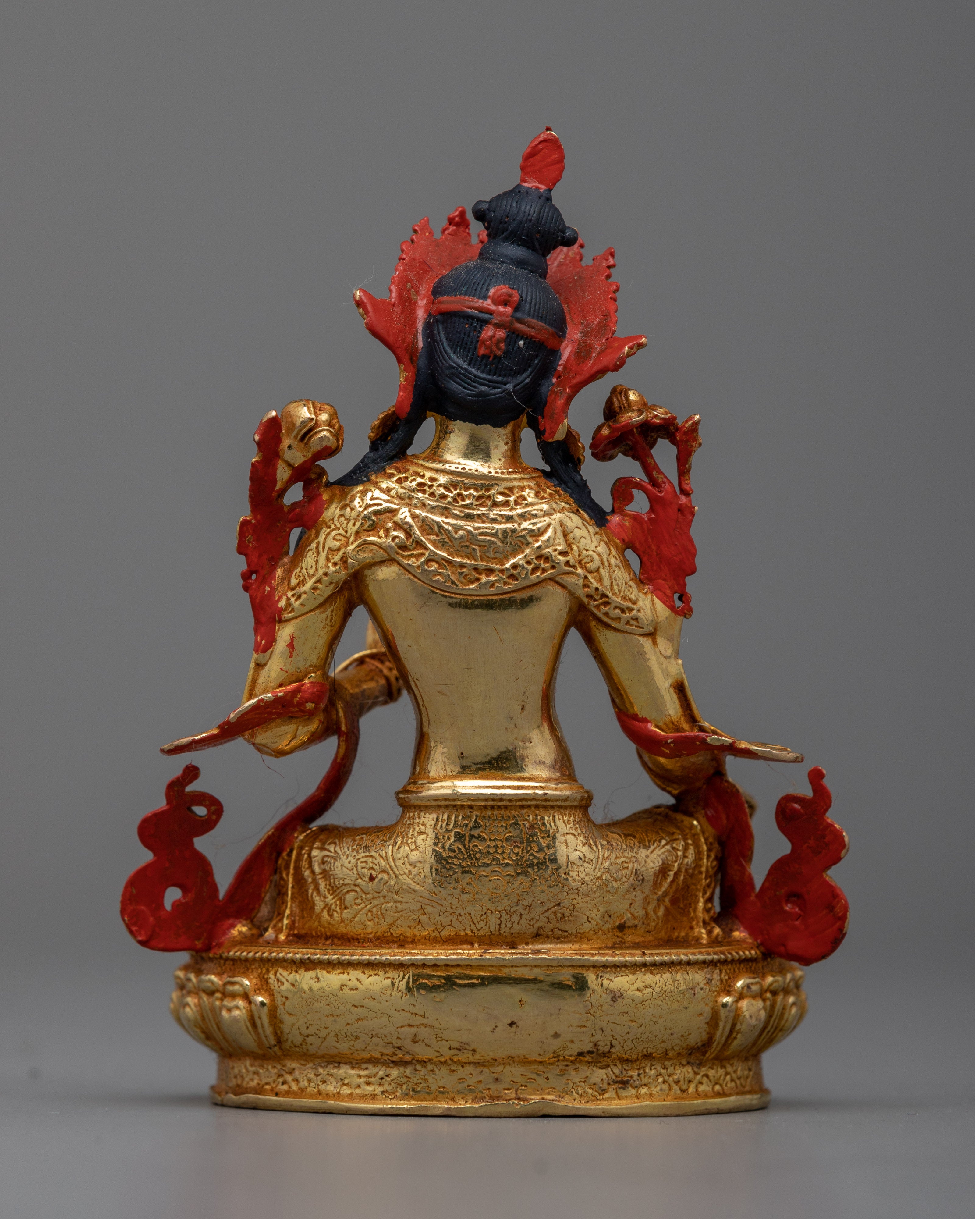 Tiny Green Tara Copper Statue | Buddhist Goddess of Compassion