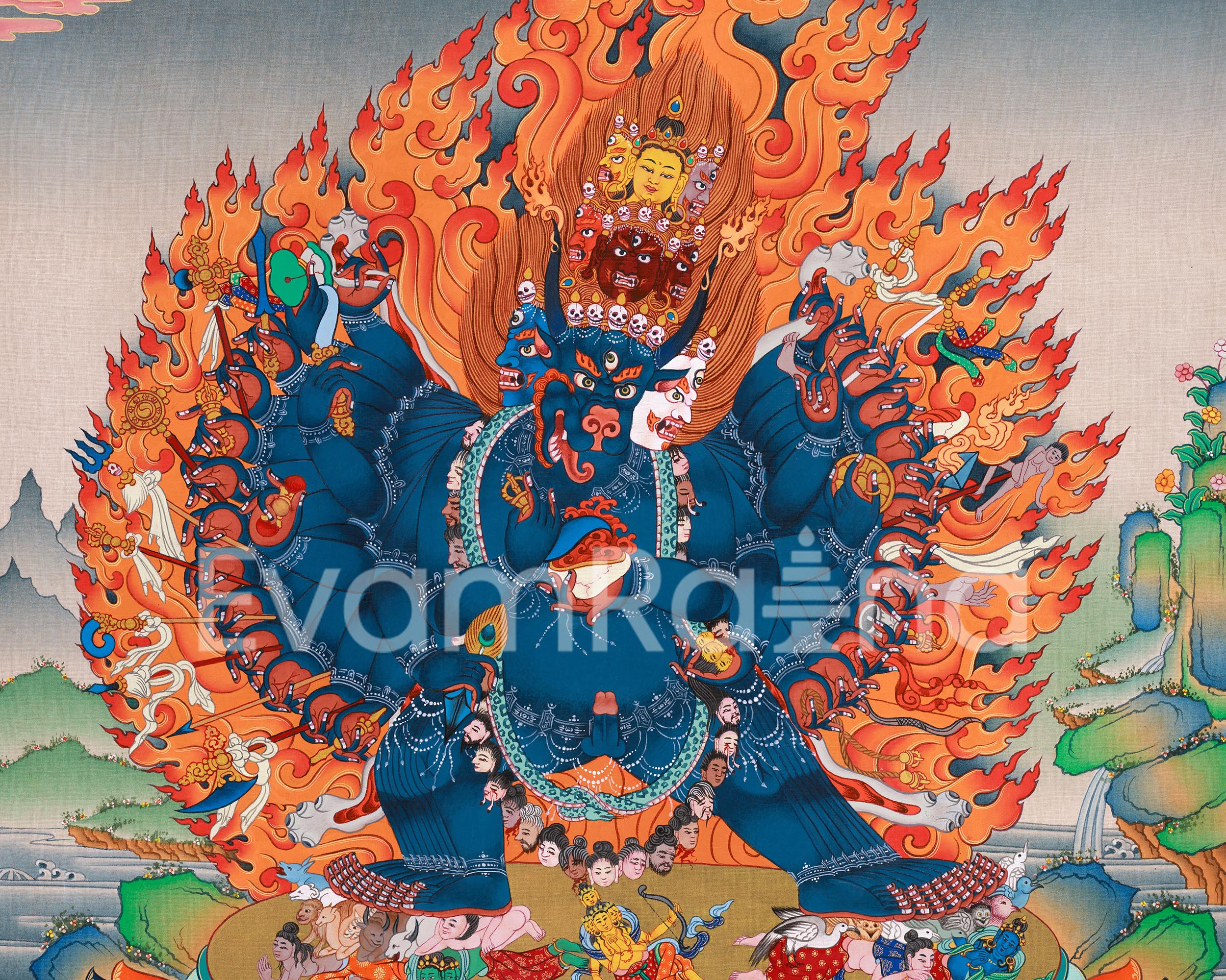 Wrathful Yidam, Yamantaka Canvas Print | Traditional Artwork