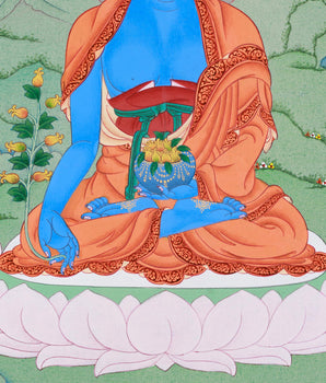 Healing Buddha Bhaisajyaguru Thangka | Deity of Health & Purification