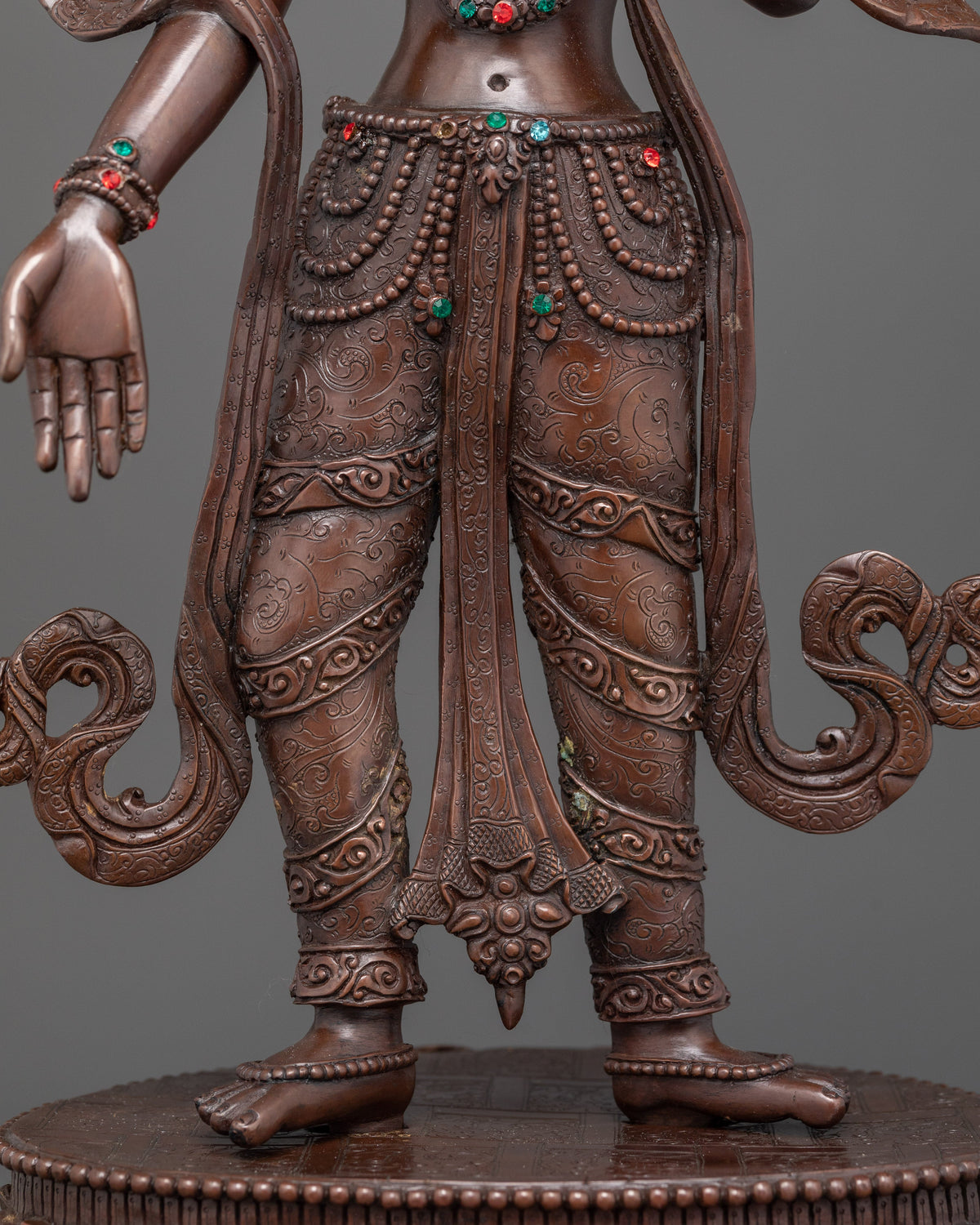 Standing Chenrezig Handmade Oxidized Statue | Embodiment of Compassionate Resolve