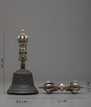 Buddhist Bell and Vajra Set | Exquisite Coppre Body with Silver Plating