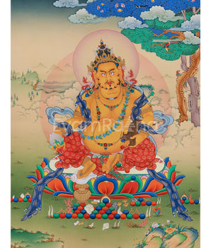 God of Wealth, Dzambhala Thangka Print