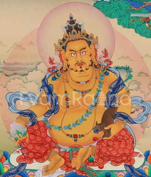 God of Wealth, Dzambhala Thangka Print | Vajrayana Giclee Canvas