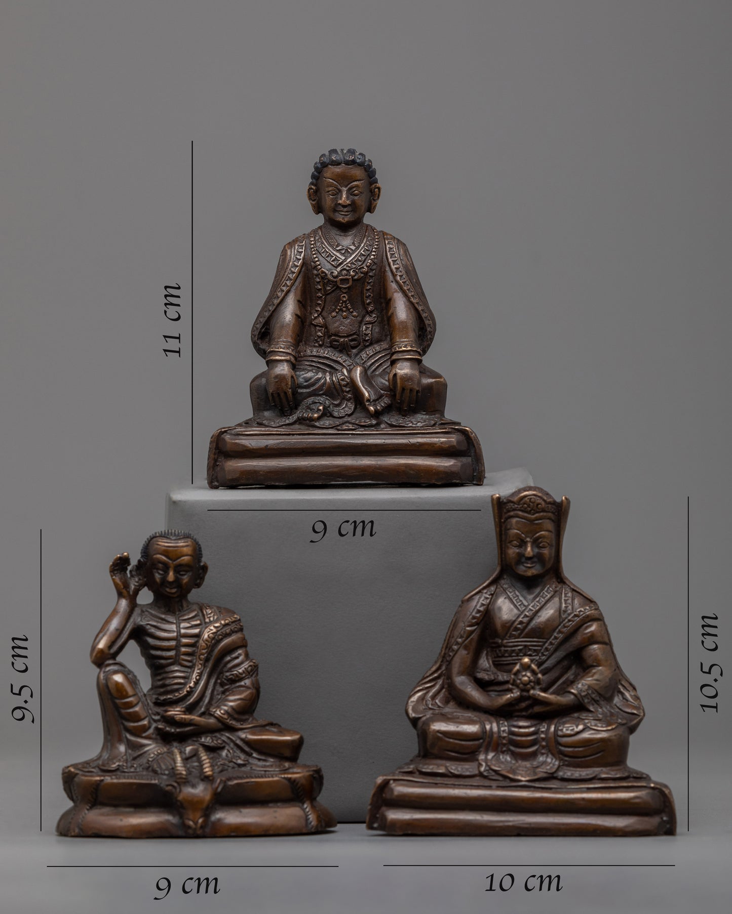 Three Buddha Statue Set | Marpha, Milarepa, Gampopa Sculpture