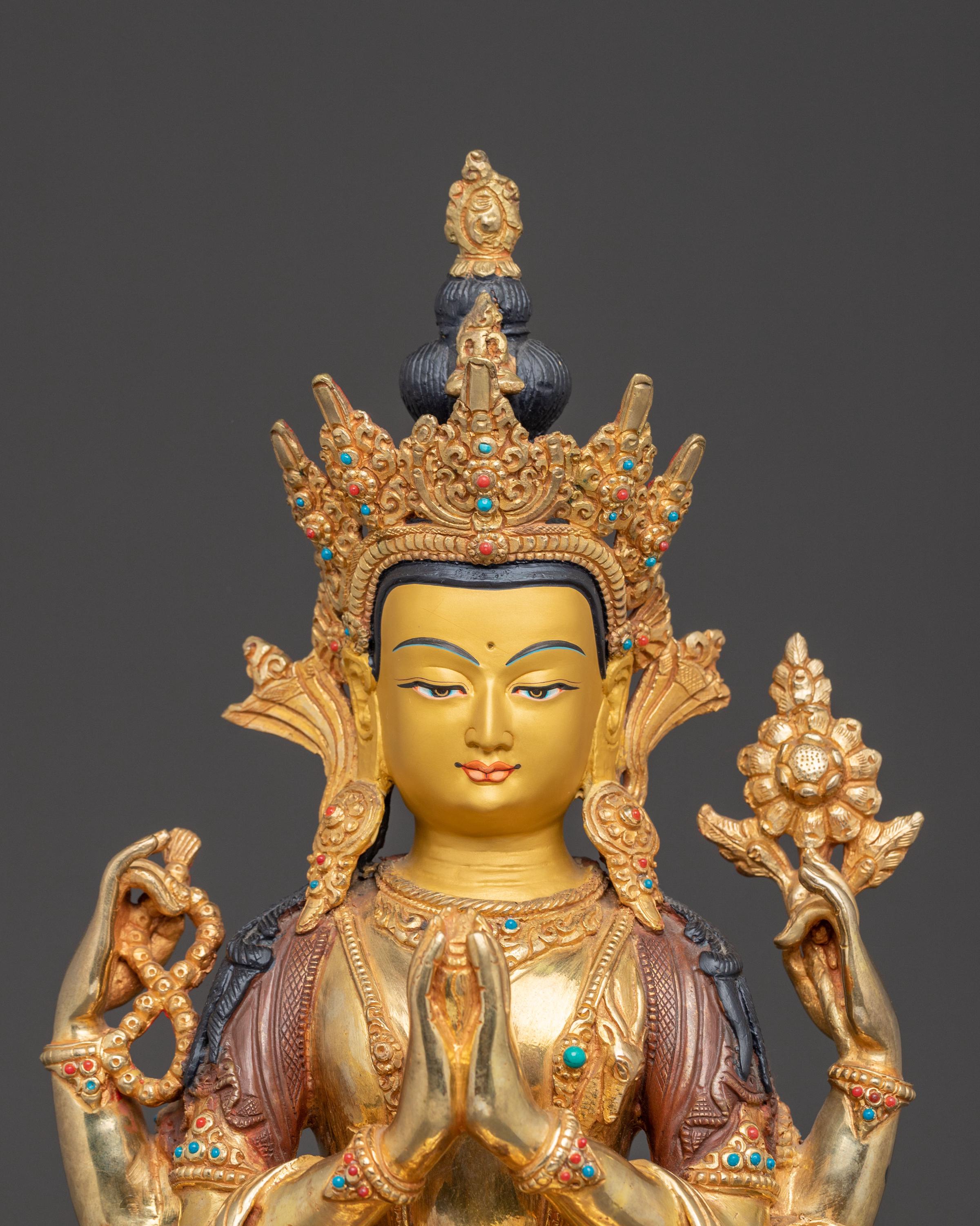 Handmade Bodhisattva Avalokiteshvara Copper Statue | Buddhist Bodhisattva Art