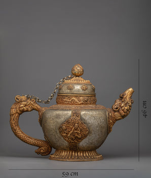 Exquisite Silver Tea Pot | Handmade with 24K Gold