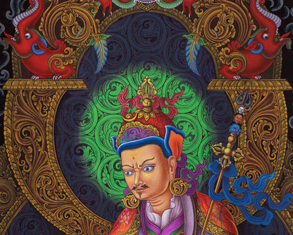 Guru Rinpoche The Lotus Bron Master Of Tibetan Buddhism | Master Padmasambhava Depicted On Traditional Paubha Print