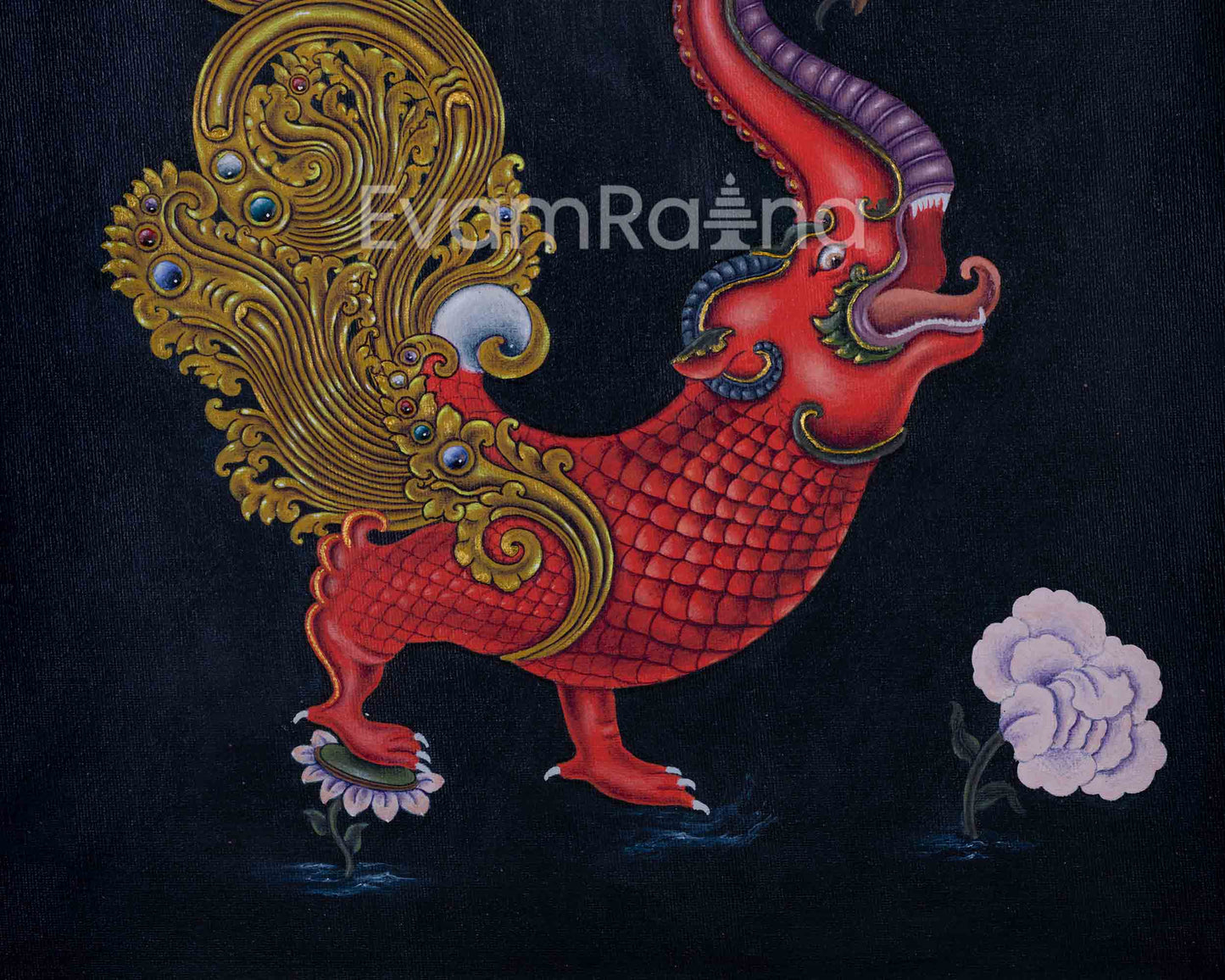 Red Hiti Manga Art Print | Rich Cultural Heritage of Nepal Portrayed In Paubha Painting Print