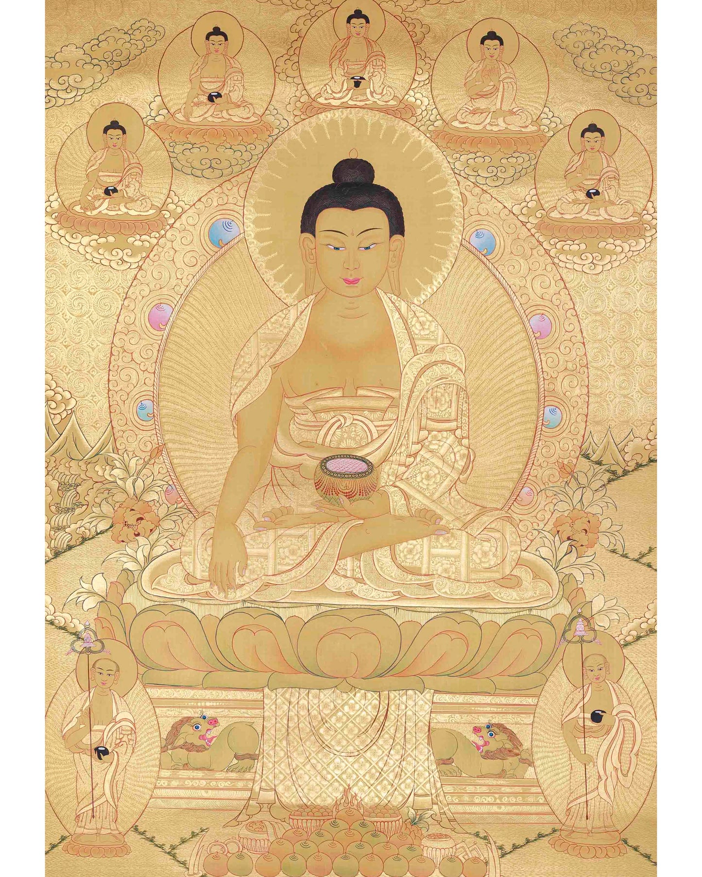 Hand-Painted Shakyamuni Buddha In Gold Style | Buddhist Thangka Painting