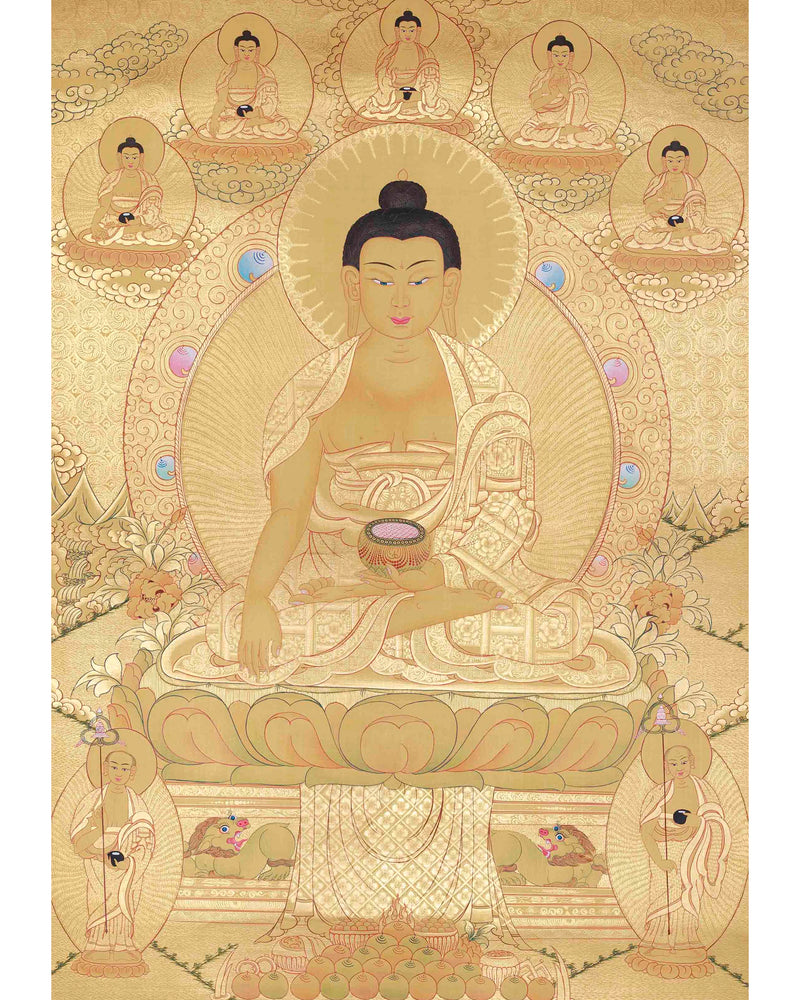 Hand-Painted Shakyamuni Buddha In Gold Style | Buddhist Thangka Painting