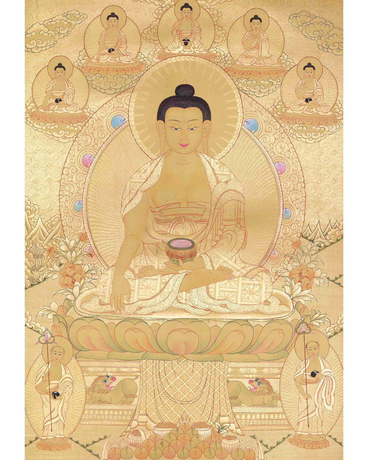 Hand-Painted Shakyamuni Buddha In Gold Style | Buddhist Thangka Painting