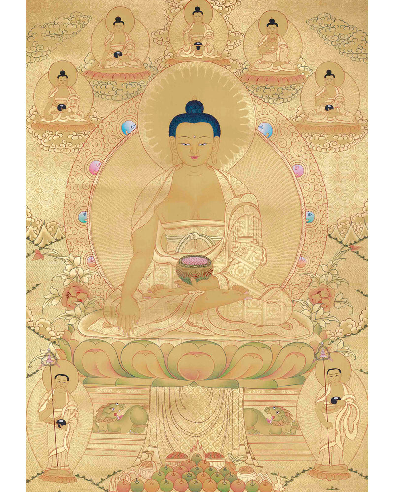 Hand-Painted Shakyamuni Buddha In Gold Style | Buddhist Thangka Painting