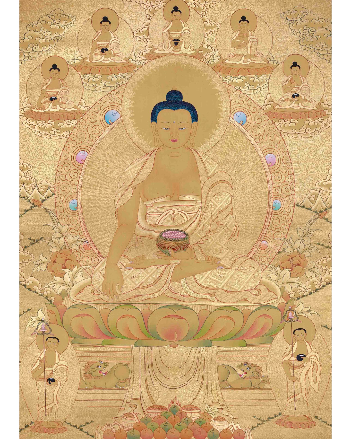 Hand-Painted Shakyamuni Buddha In Gold Style | Buddhist Thangka Painting