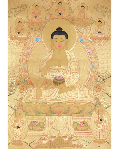 Hand-Painted Shakyamuni Buddha In Gold Style | Buddhist Thangka Painting