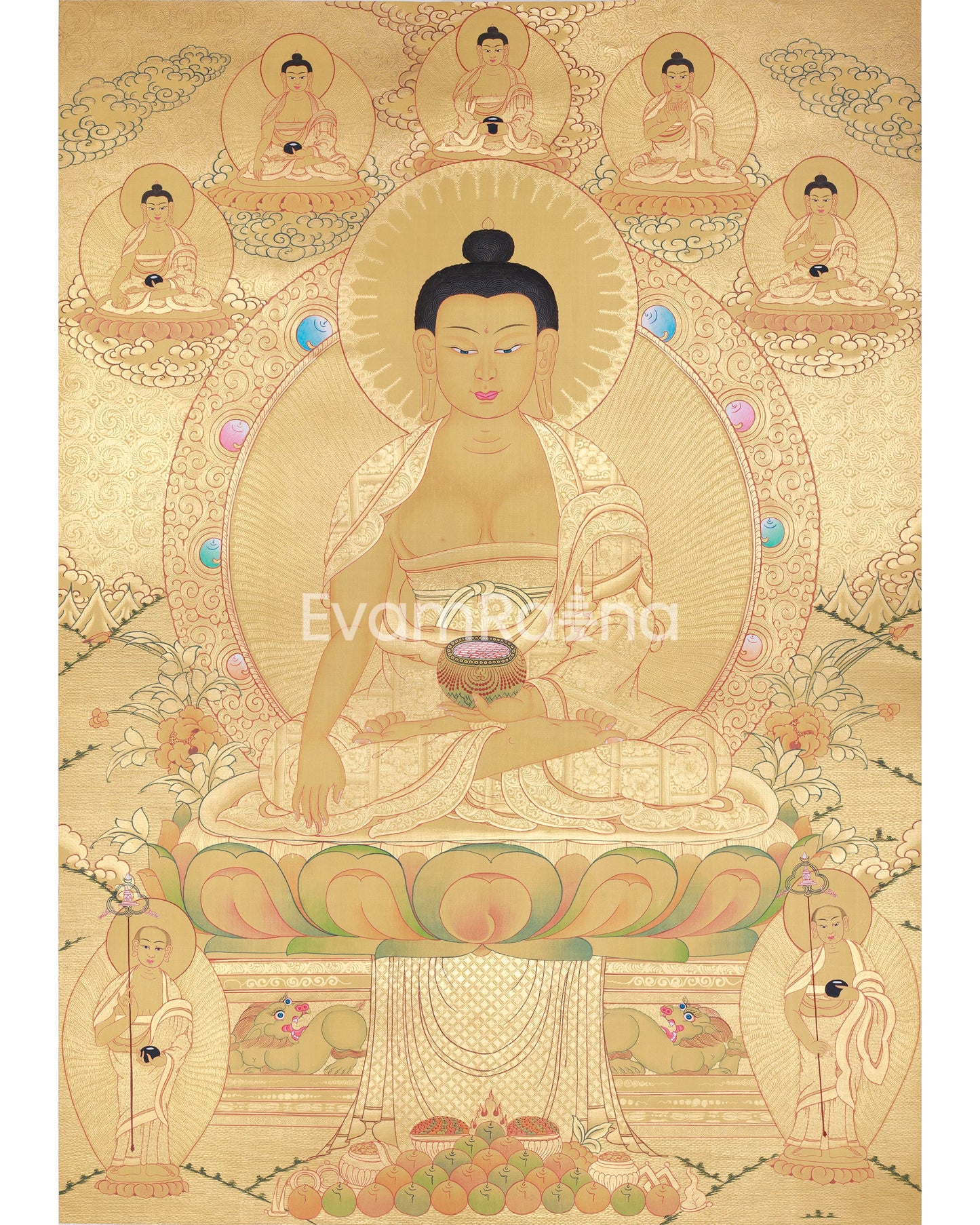 Hand-Painted Shakyamuni Buddha In Gold Style | Buddhist Thangka Painting