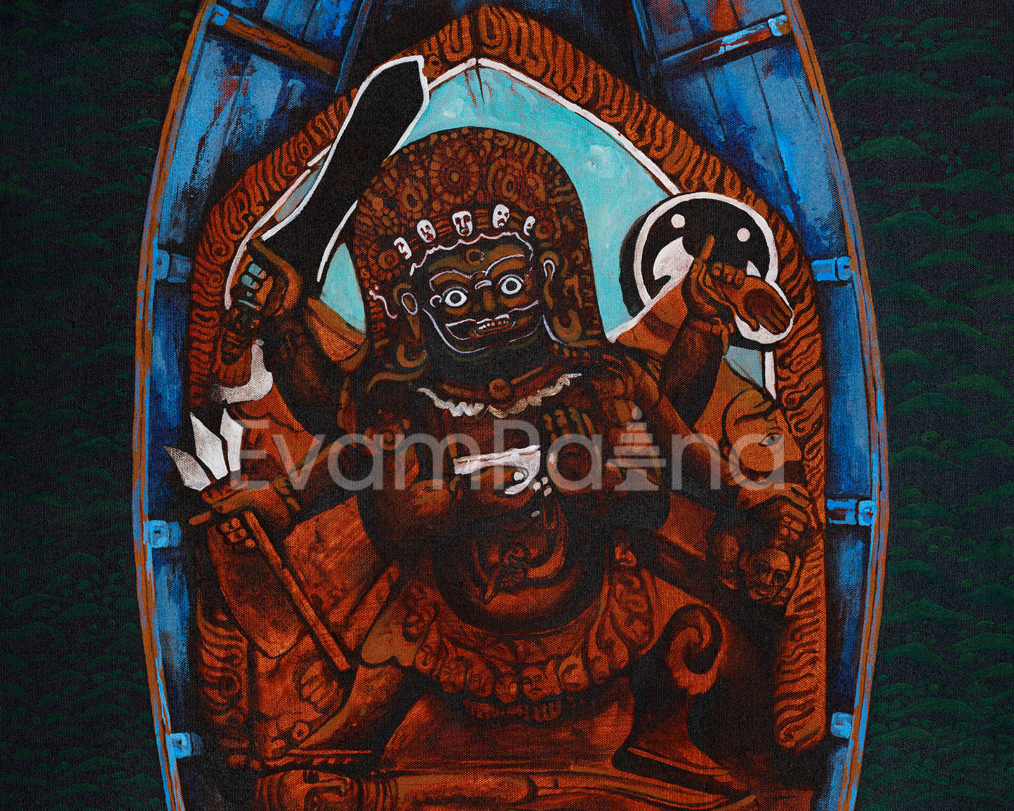 Wrathful Protector Canvas print | Tibetan Deity in Spiritual Journey Art