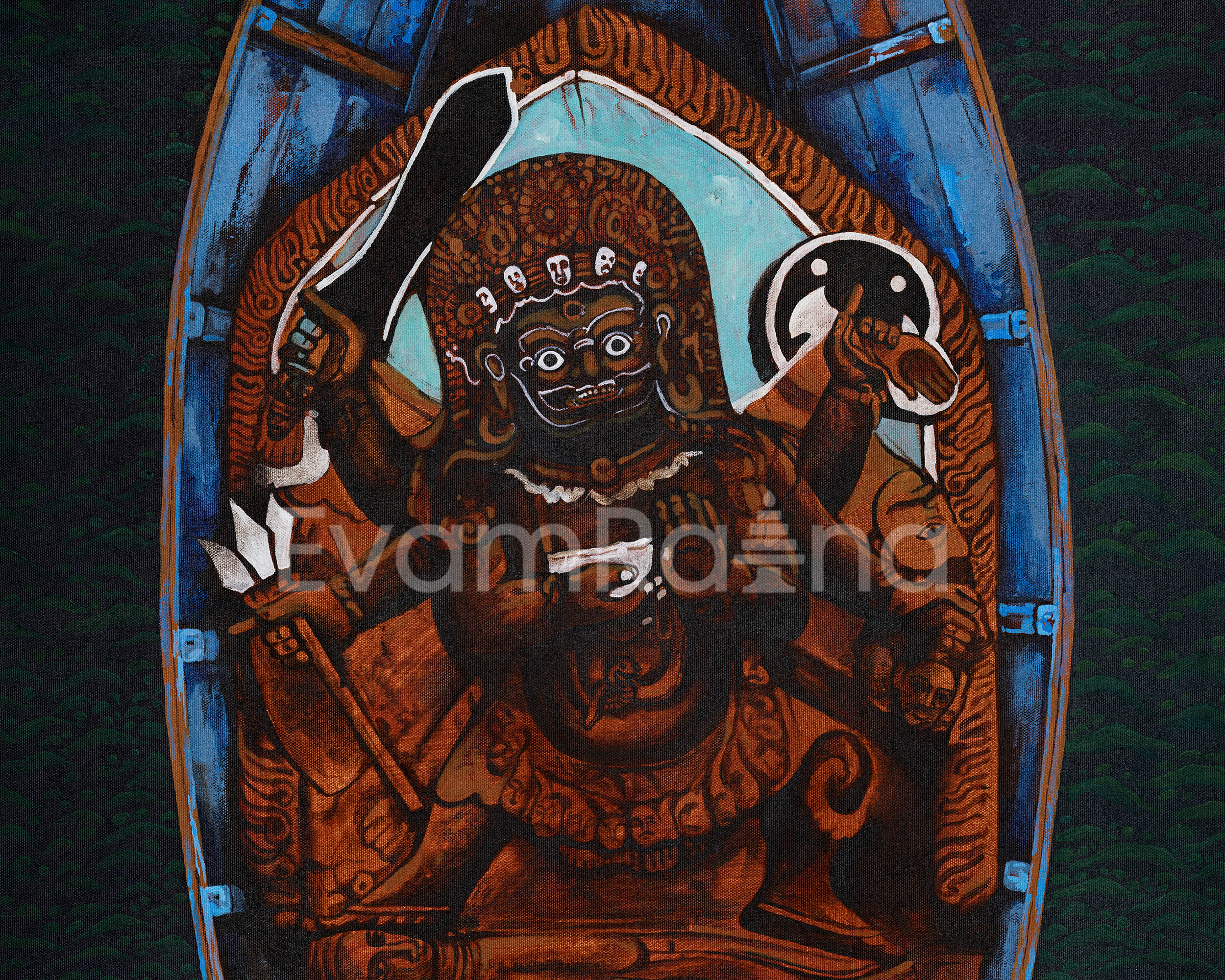 Kal Bhairav Canvas Print| Tibetan Deity in Spiritual Journey Art