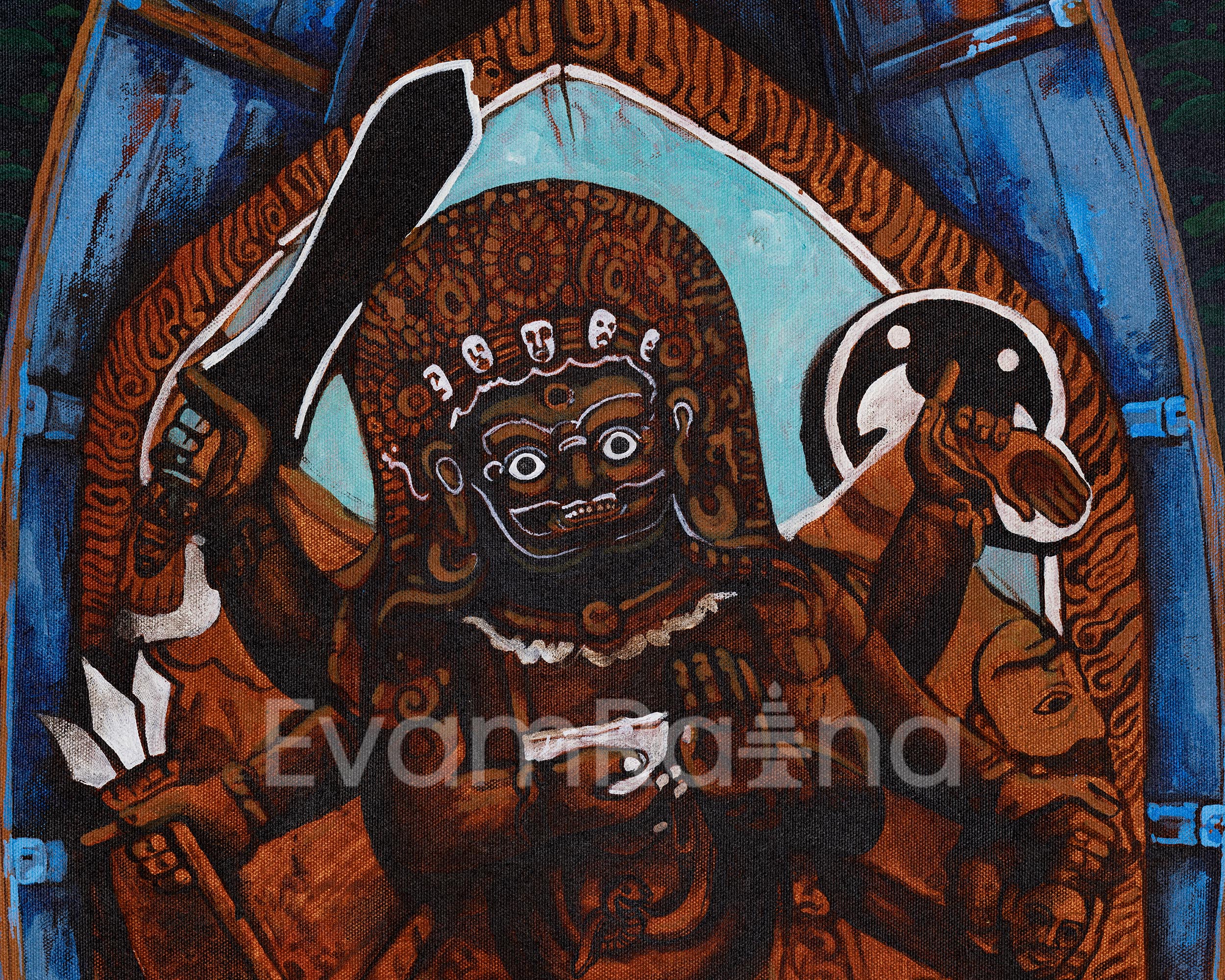 Kal Bhairav Canvas Print| Tibetan Deity in Spiritual Journey Art