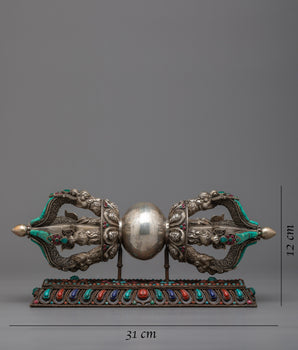 Handmade Silver Vajra with Stand | Exquisite Buddhist Ritual Tool