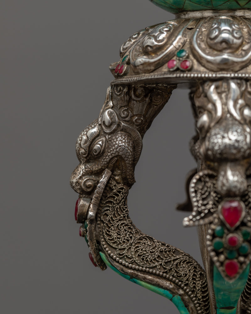 Handmade Silver Phurba Ritual Dagger | Exquisite Craftsmanship for Powerful Ceremonies