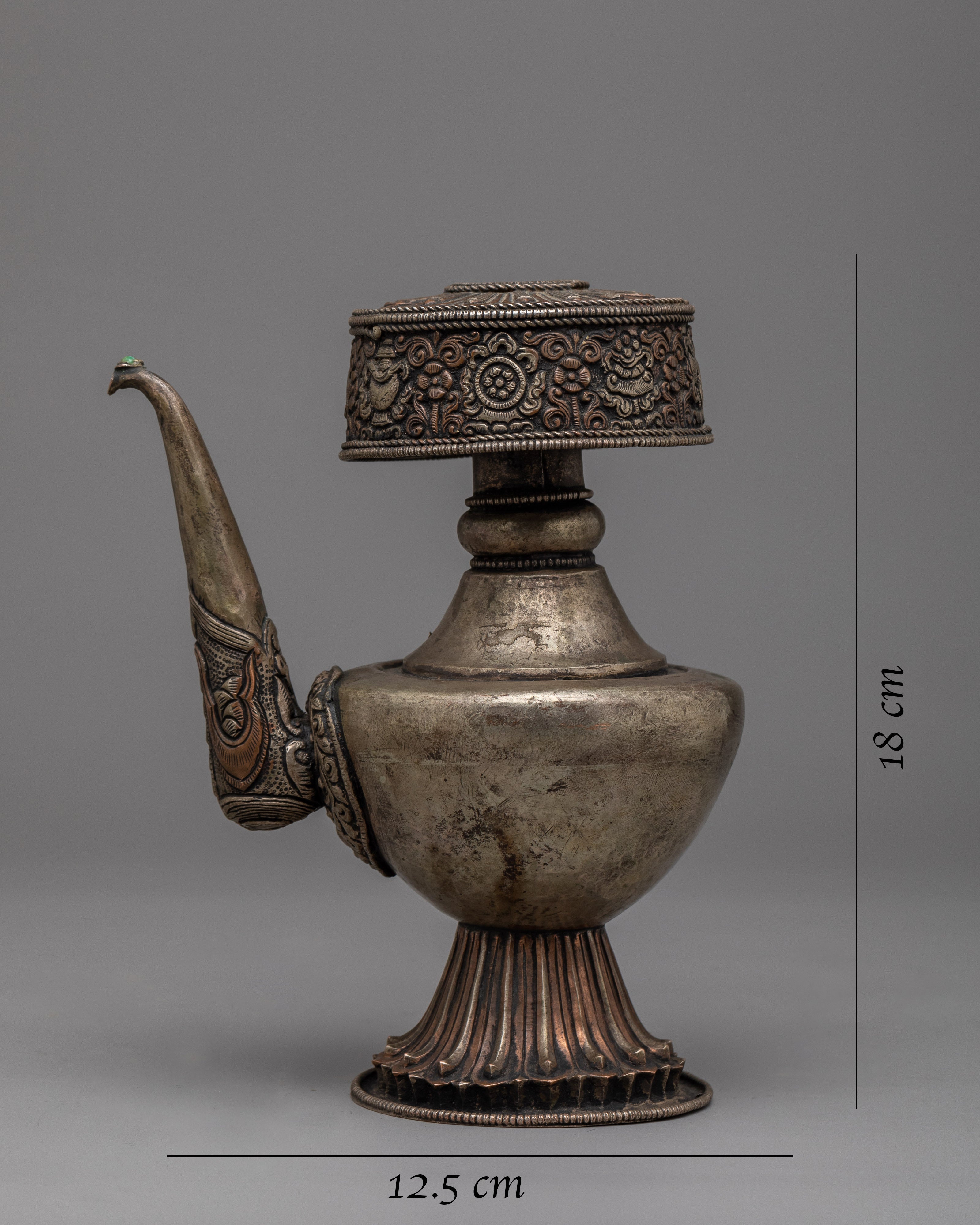 Silver-Plated Nepali Bhumba | Copper Body with Silver Plating