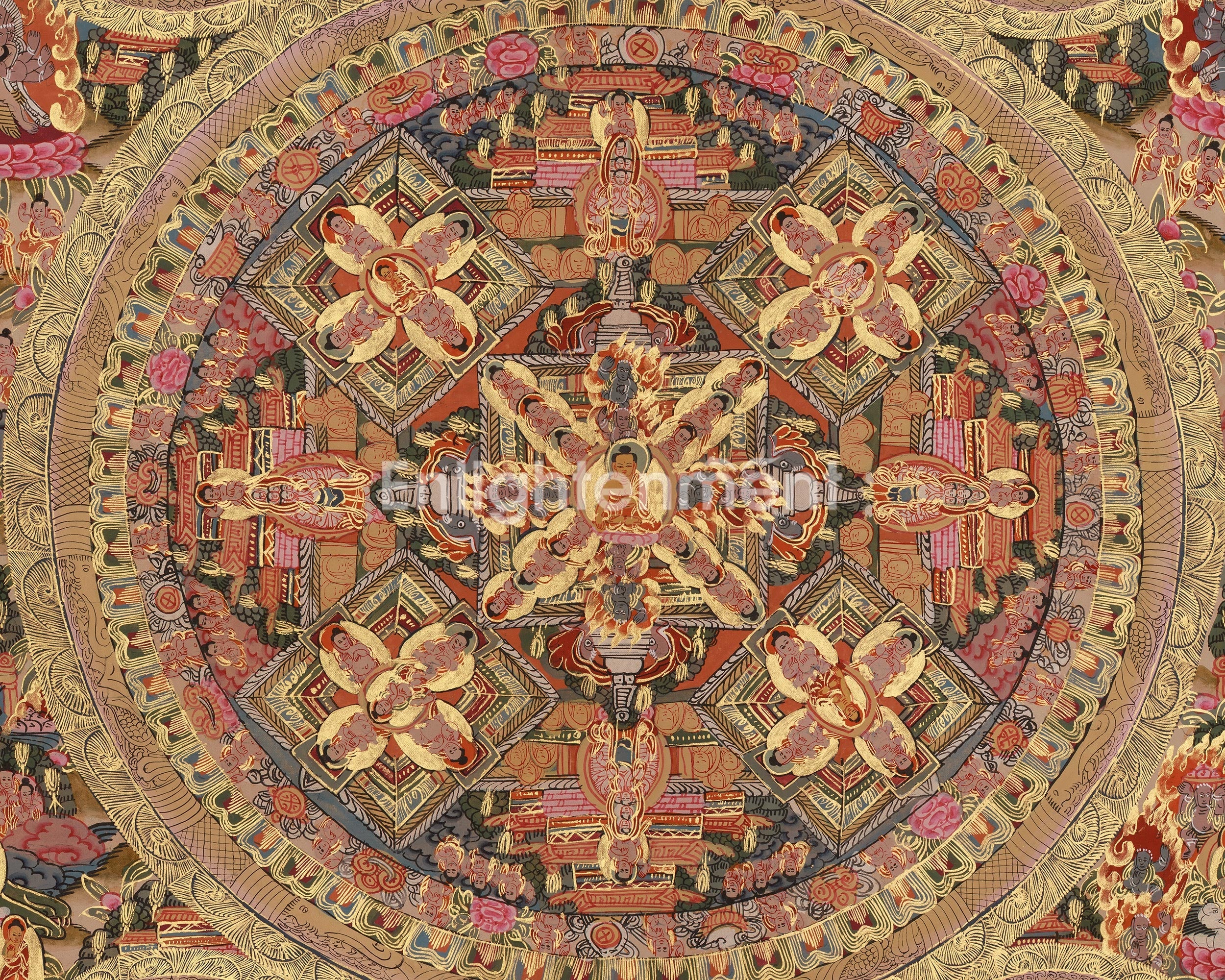 Sacred Thangka of Buddha Mandala | A Vision of Enlightened Universe