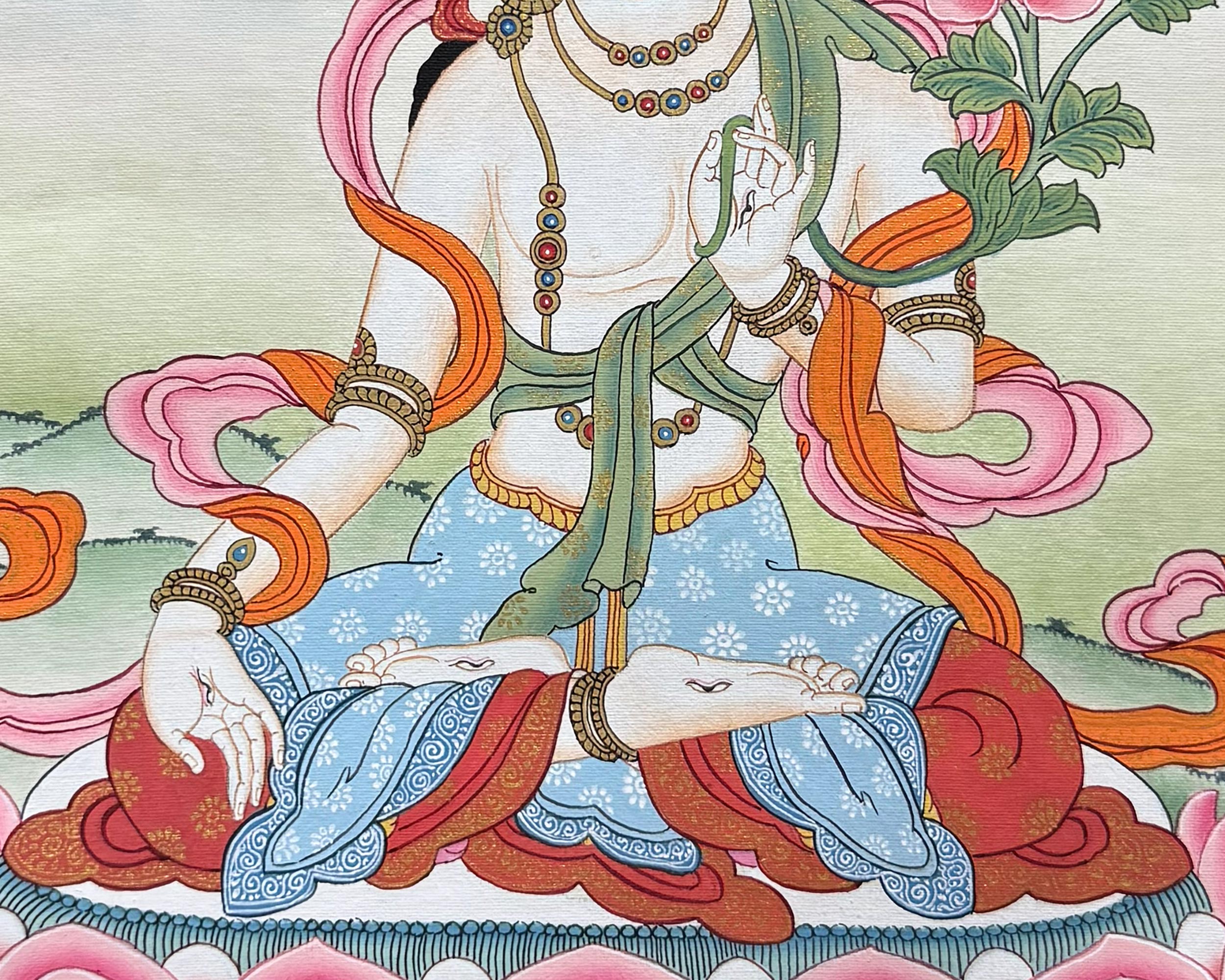 Sita Tara Thangka With Brocade | The Embodiment of Compassion and Longevity
