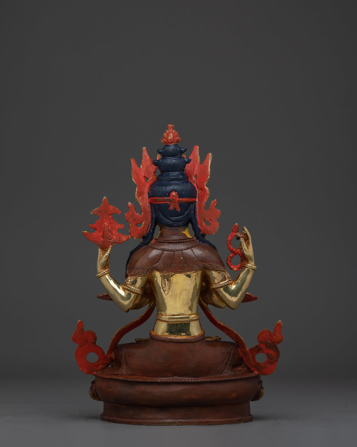 Handmade Avalokiteshvara Copper Statue | 24K Gold Gilded Chenrezig