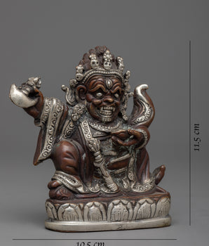 Mahakala Bernagchen Silver Plated Statue | Exquisite Spiritual Deco