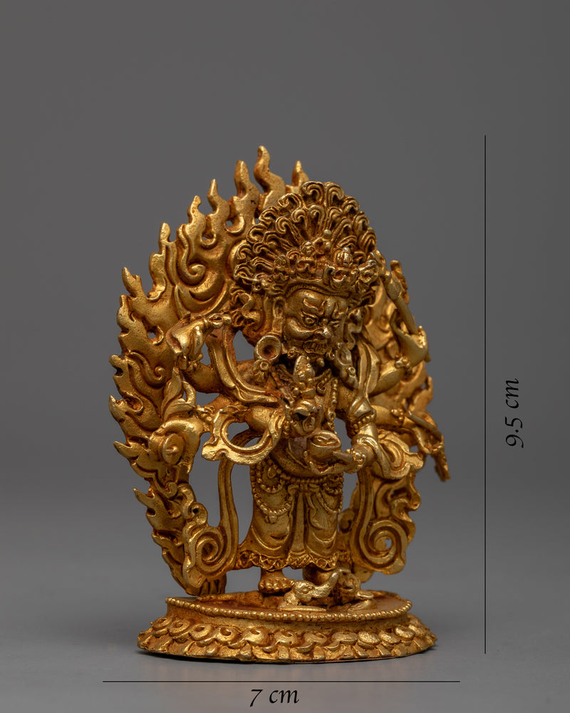 24k Gold Plated White Mahakala Statue | Tibetan Buddhist Art