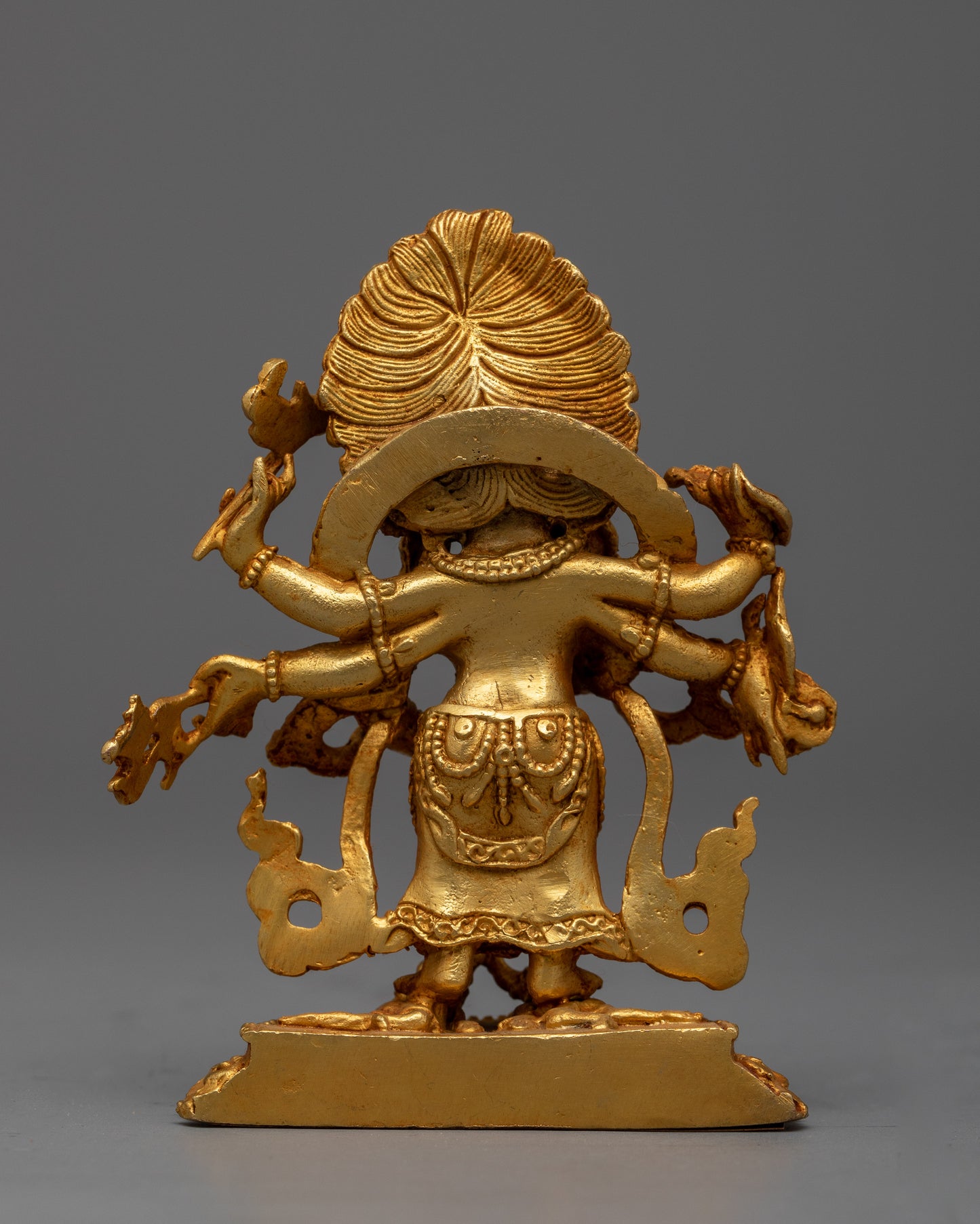 24k Gold Plated White Mahakala Statue | Tibetan Buddhist Art