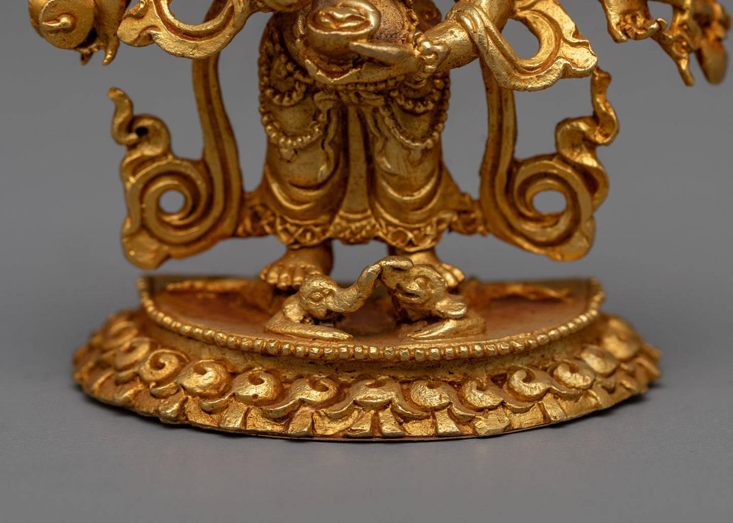 24k Gold Plated White Mahakala Statue | Tibetan Buddhist Art