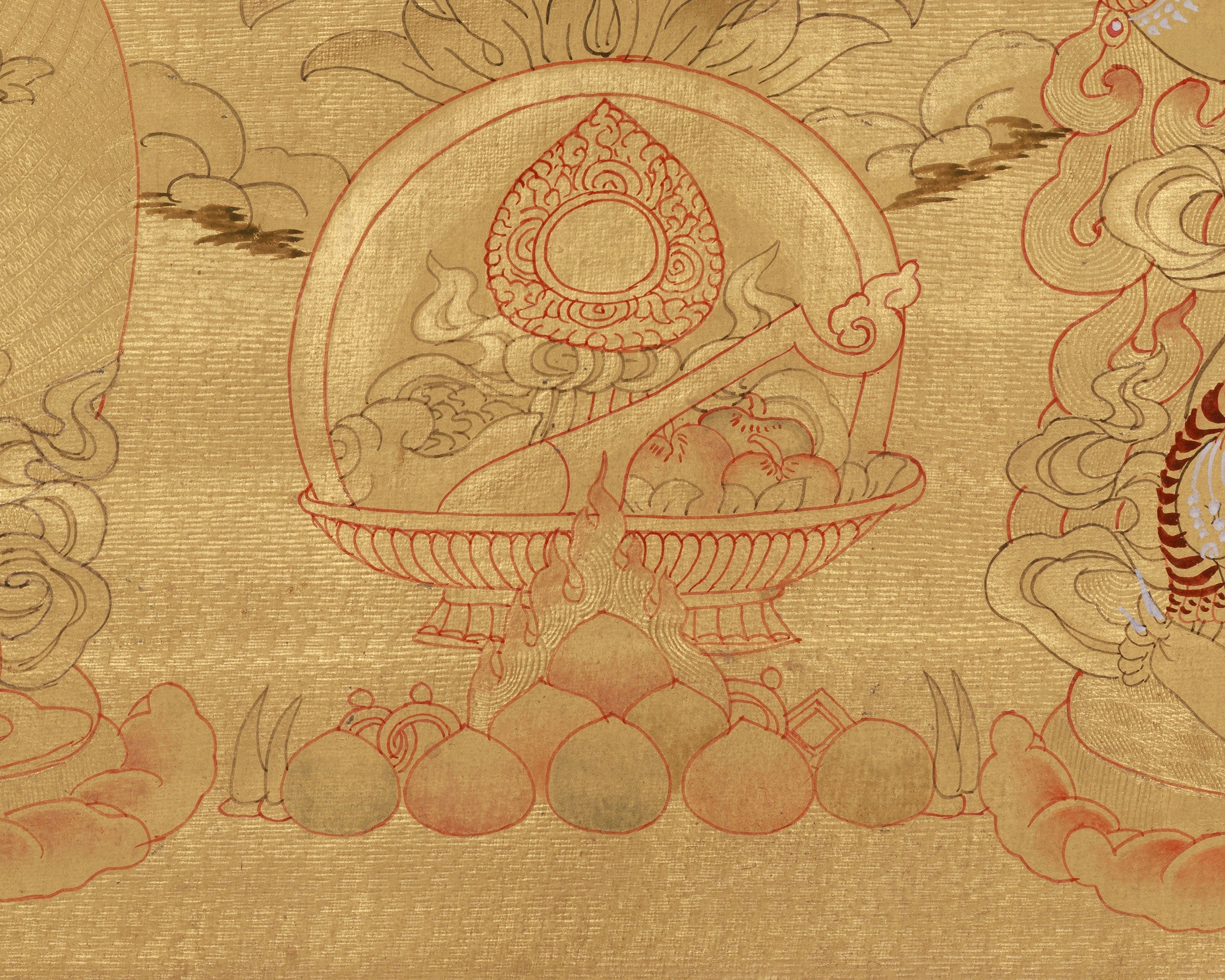 Traditional Thangka Of Four-Armed Chenrezig | With Buddha and Other Bodhisattvas
