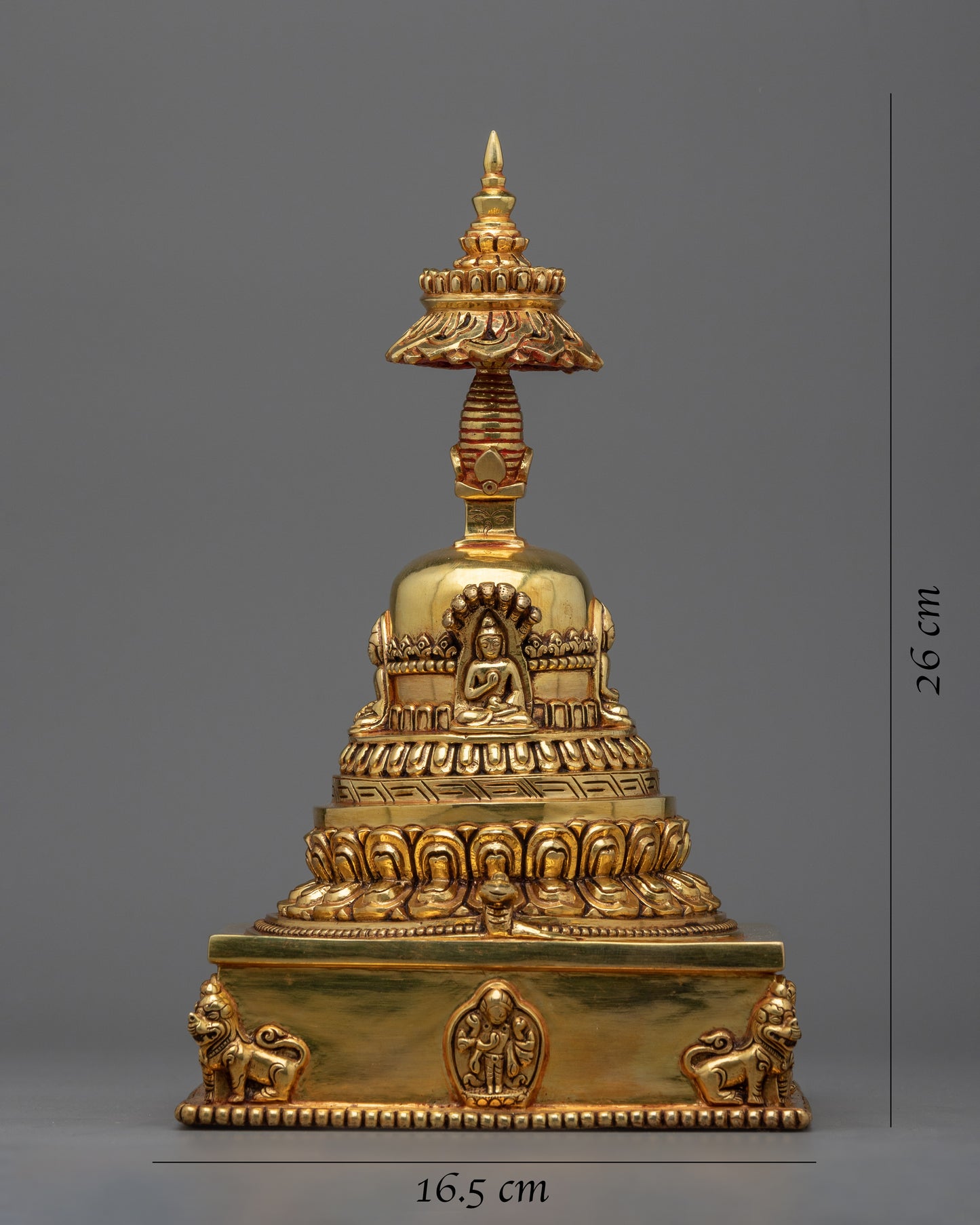 Handcrafted Copper Stupa with 24k Gold Plating | Exquisite Spiritual Décor for Meditation and Prayer