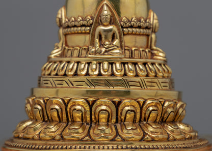 Handcrafted Copper Stupa with 24k Gold Plating | Exquisite Spiritual Décor for Meditation and Prayer